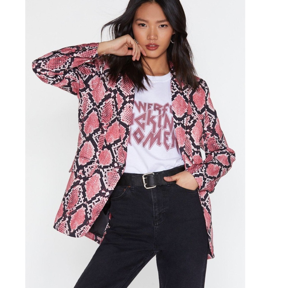 NWOT Nasty Gal Pink Snake Skin Blazer